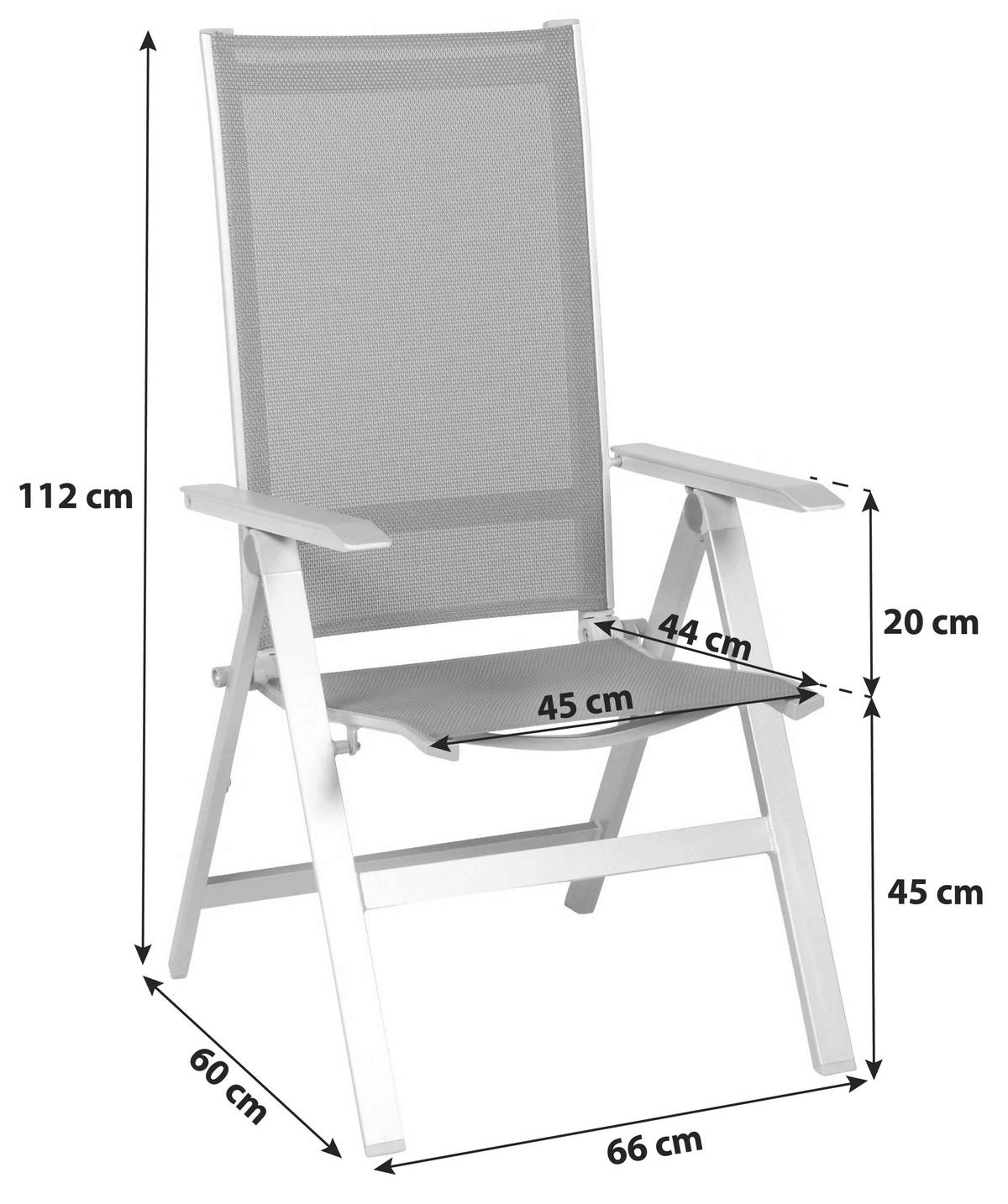 GARTENKLAPPSESSEL Aluminium Graphitfarben, Platinfarben  - Platinfarben/Graphitfarben, Basics, Metall (61/113/67cm) - Acamp