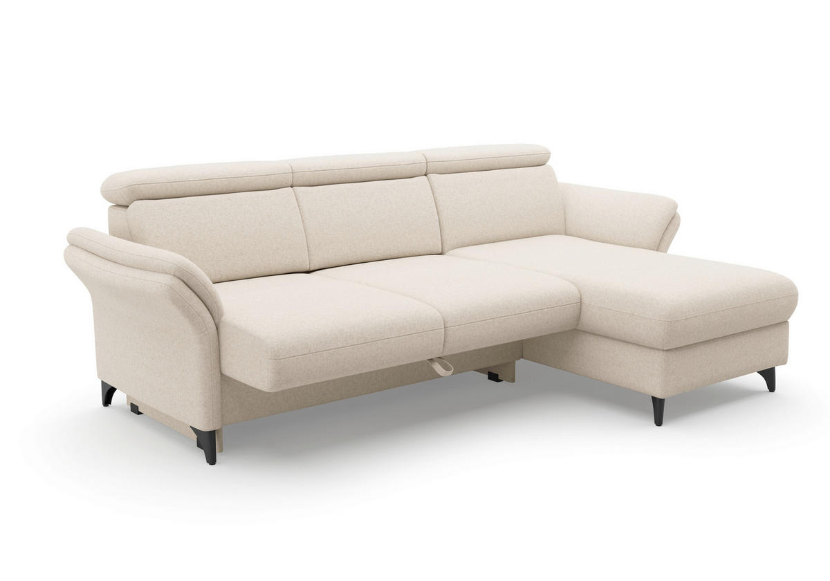 ECKSOFA GLENDALE E Creme Flachgewebe  - Creme/Schwarz, KONVENTIONELL, Textil/Metall (253/166cm) - Sit & More
