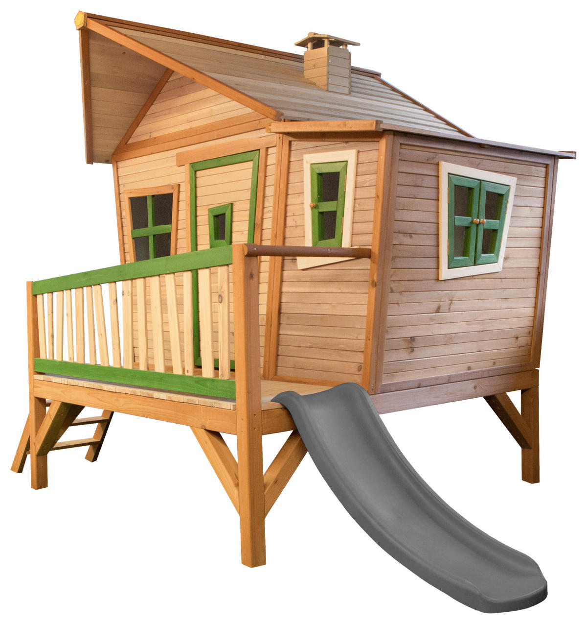 SPIELHAUS 123/12,8/152 cm  - Braun/Hellgrün, KONVENTIONELL, Holz/Kunststoff (123/12,8/152cm) - Ambia Garden