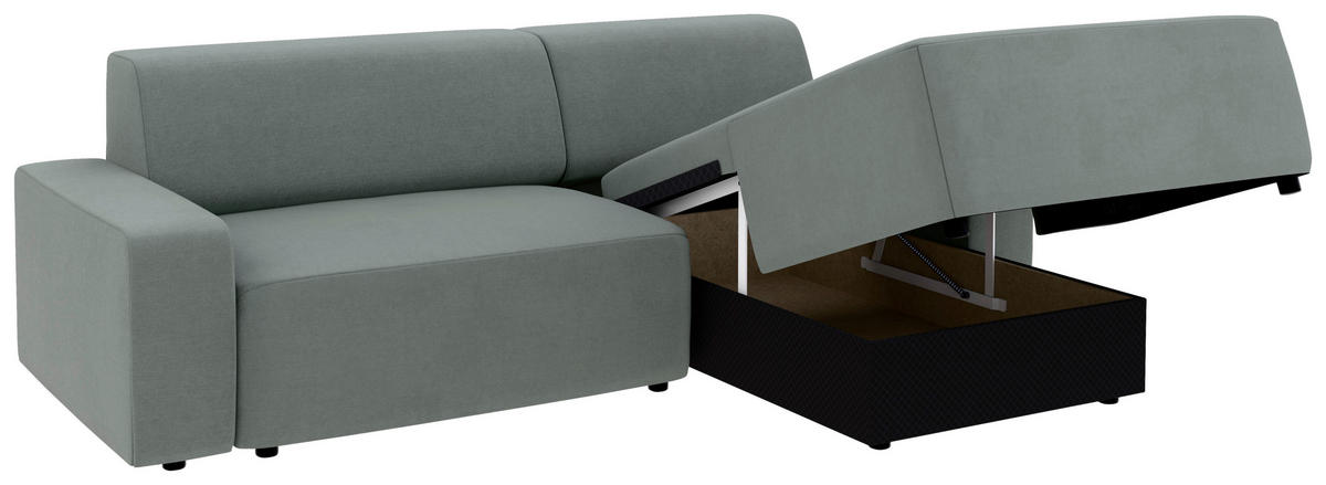 ECKSOFA in Struktur Grau  - Schwarz/Grau, Modern, Kunststoff/Textil (246/162cm) - Trendmanufaktur