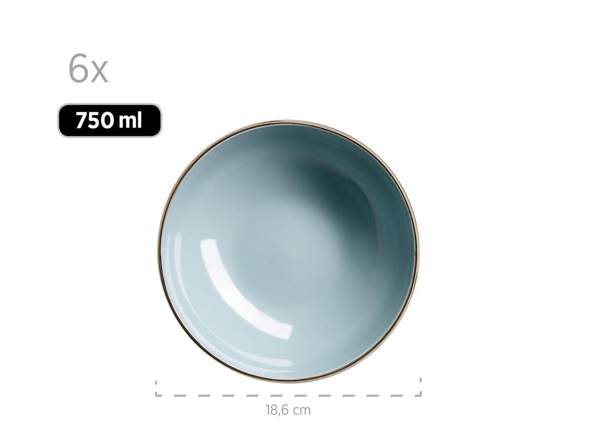 KOMBISERVICE Metallic Rim 24-teilig  - Blau, Basics, Keramik (43/32,5/32cm) - Mäser