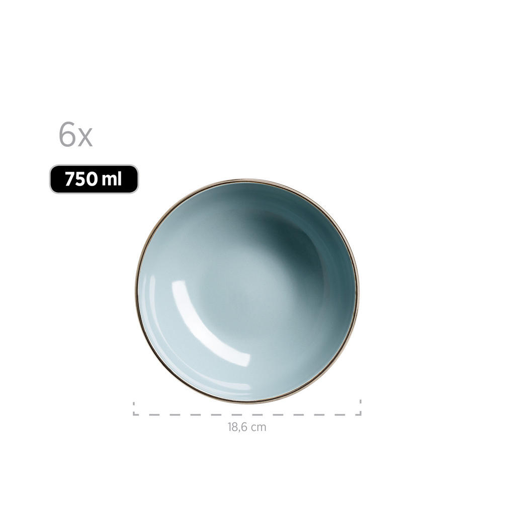 Thumbnail - Mäser Kombiservice Metallic Rim, Blau, Keramik, 24-teilig, 400 ml, 43x32.5x32 cm, handbemalt, Essen & Trinken, Geschirr,...
