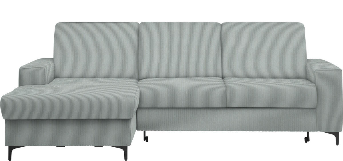 ECKSOFA in Cord Hellgrau  - Hellgrau/Schwarz, Konventionell, Textil/Metall (167/247cm) - Stylife