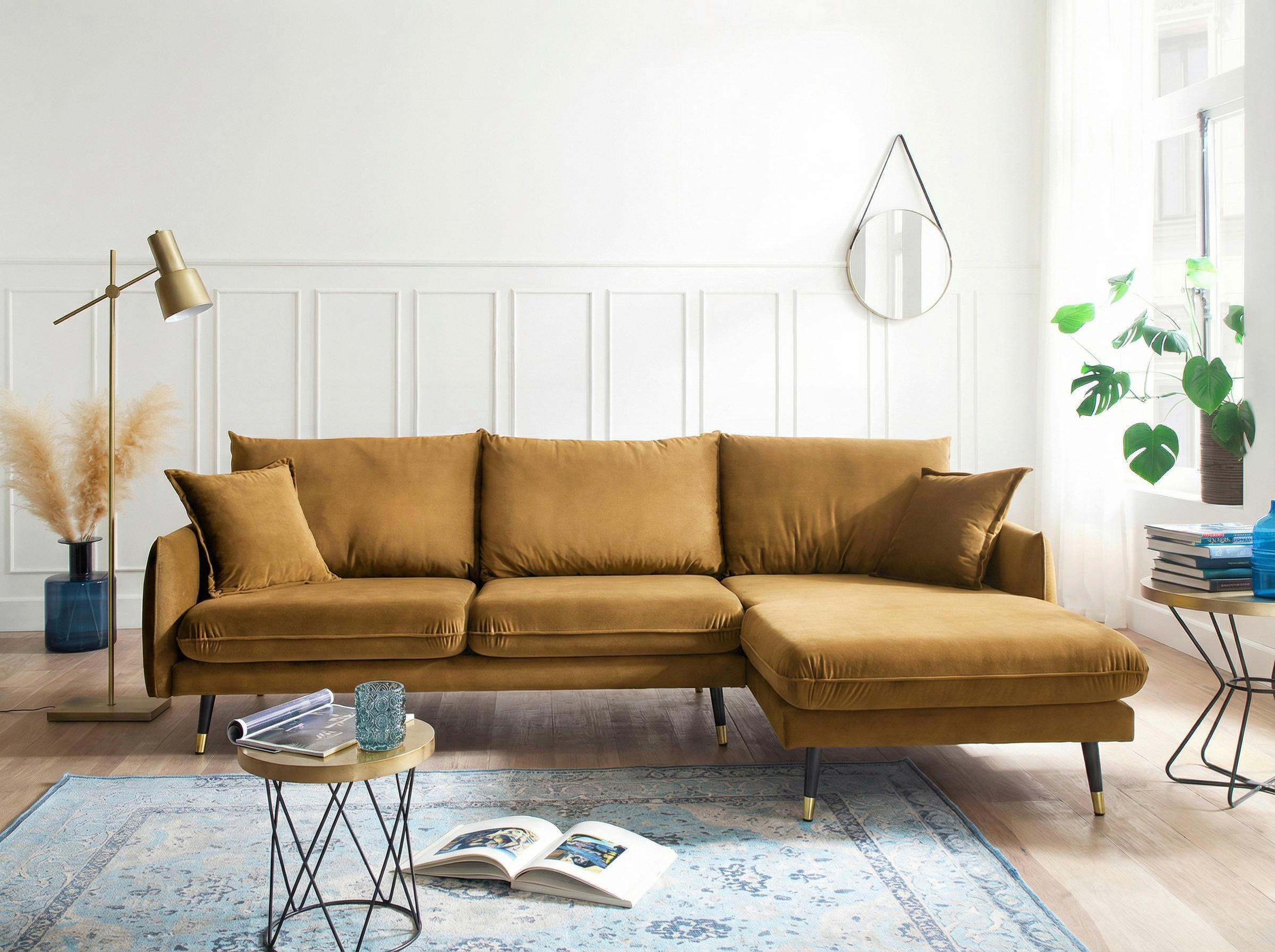 MID.YOU ROHOVÁ SEDAČKA, textil, hořčicově žlutá