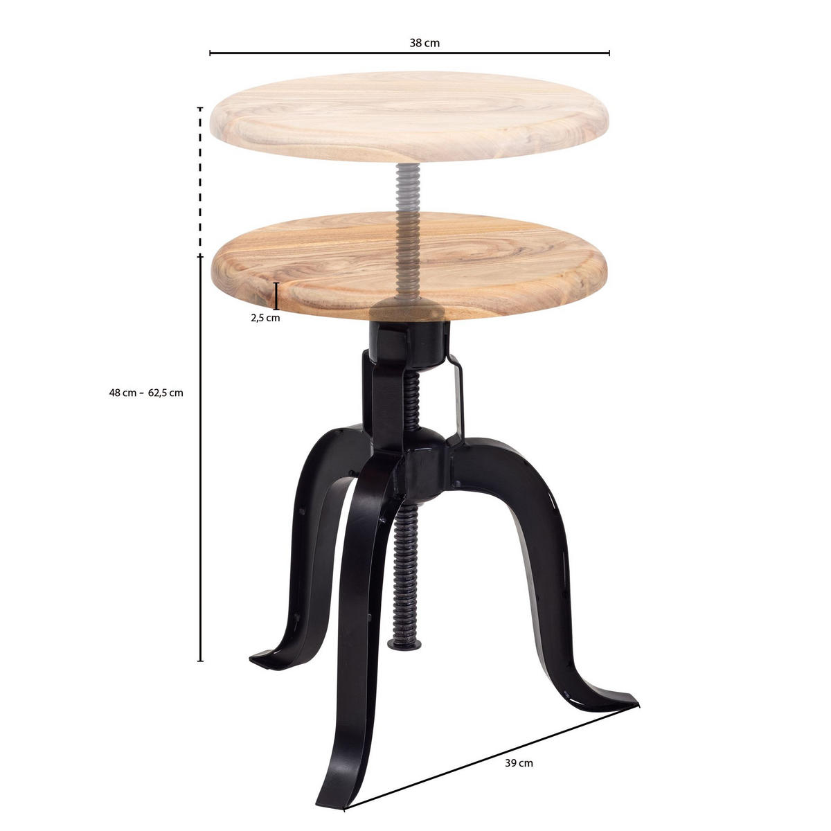 FORGATHATÓ ÜLŐKE - fekete, Modern, fa/fém (39/39/62,5cm) - MID.YOU