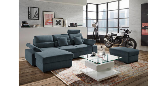 ECKSOFA in Webstoff Blau  - Blau/Dunkelbraun, KONVENTIONELL, Kunststoff/Textil (166/258cm) - Cantus