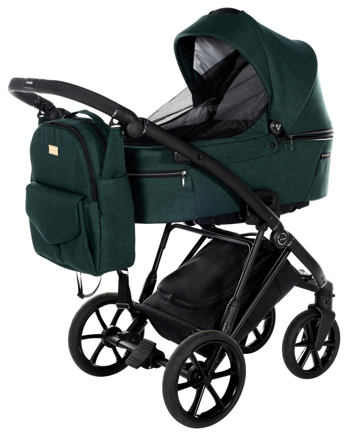 KINDERWAGENSET Fashion Premium  - Dunkelgrün/Schwarz, Trend, Textil/Metall (105/59/105cm) - Jimmylee