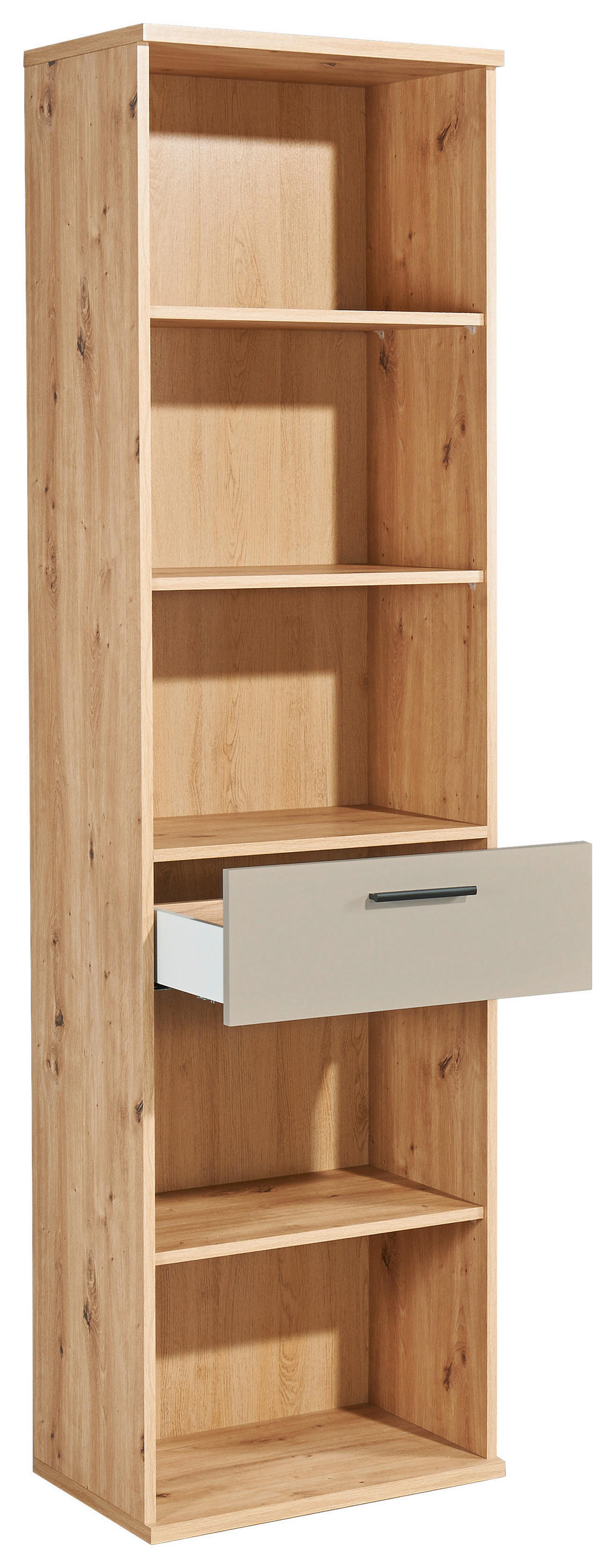 AKTENREGAL Kaschmir, Eiche Artisan  - Kaschmir/Schwarz, MODERN, Holzwerkstoff/Kunststoff (54/200/38cm) - MID.YOU