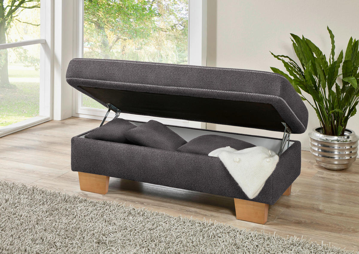 ECKSOFA in Mikrofaser Anthrazit  - Eichefarben/Anthrazit, Natur, Holz/Textil (273/226cm) - Beldomo System