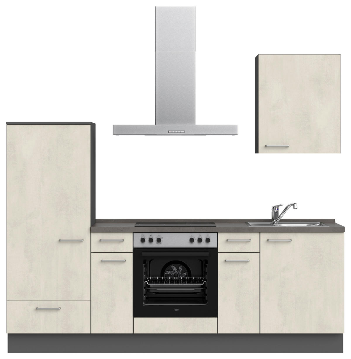 KÜCHENLEERBLOCK Riva 240 cm  in Weiß, Schieferfarben  - Schieferfarben/Edelstahlfarben, MODERN, Holzwerkstoff/Metall (240cm) - Nobilia