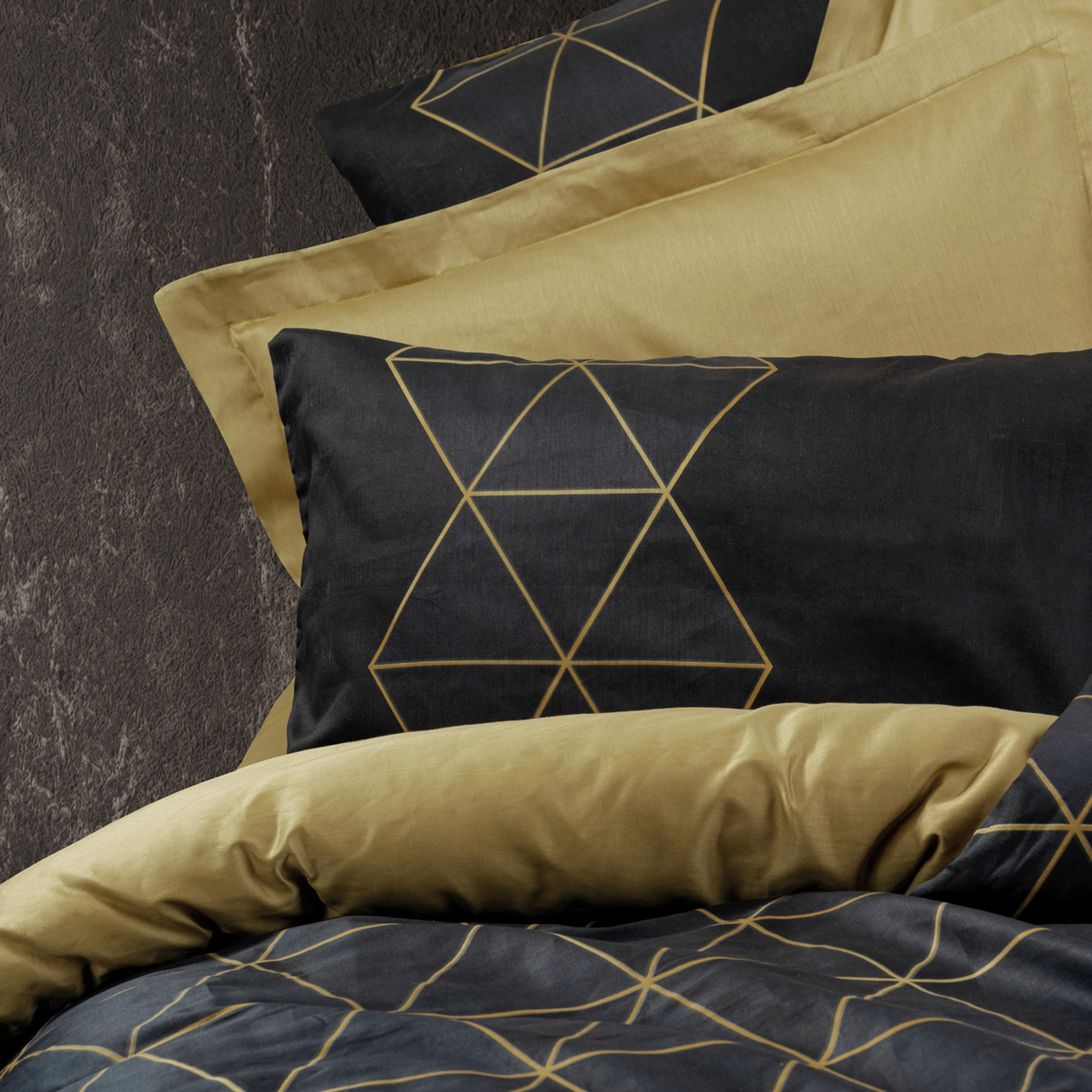 BETTWÄSCHE Renforcé 155/220 cm  - Goldfarben/Schwarz, Basics, Textil (155/220cm)