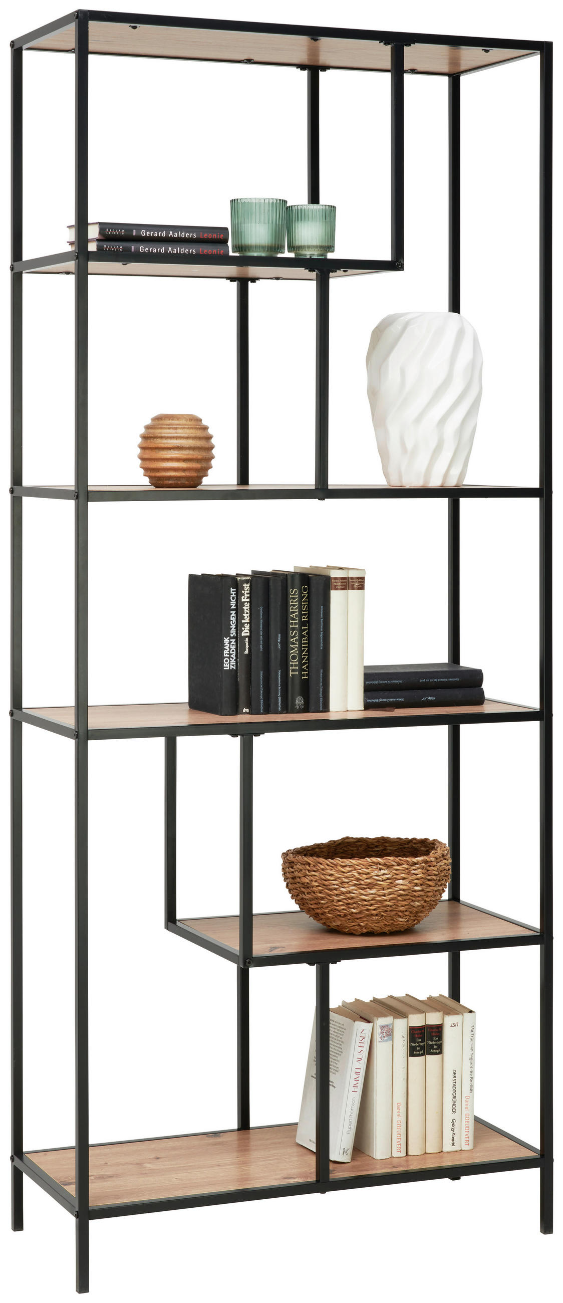 HYLLA i 77/185/33 cm svart, ekfärgad  - svart/ekfärgad, Trend, metall/trämaterial (77/185/33cm) - Best Price