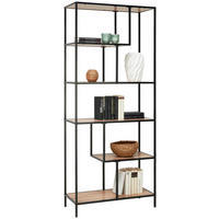 HYLLA i 77/185/33 cm svart, ekfärgad  - svart/ekfärgad, Trend, metall/trämaterial (77/185/33cm) - Best Price