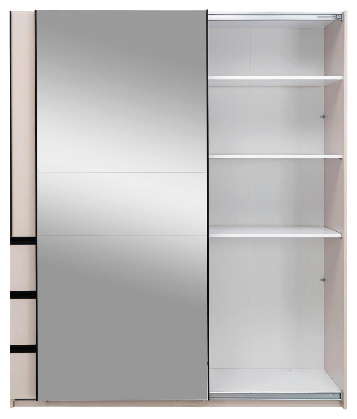 SCHIEBETÜRENSCHRANK 175/205/61,5 cm 2-türig Kaschmir  - Kaschmir/Schwarz, MODERN, Holzwerkstoff/Metall (175/205/61,5cm) - MID.YOU