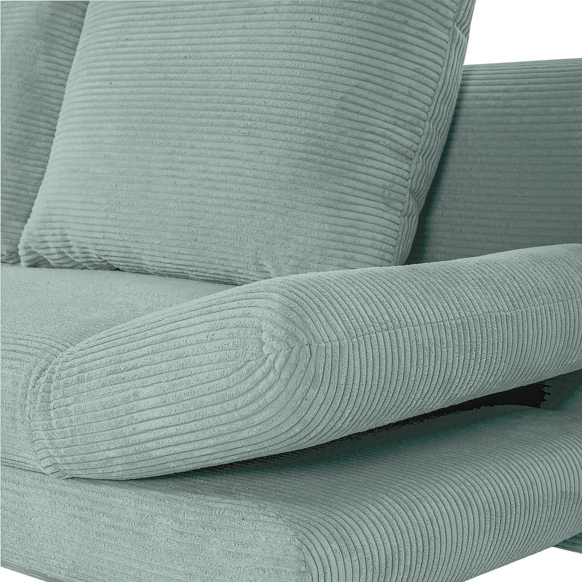SCHLAFSOFA Cord Mintgrün  inkl. Rückenkissen, Bettkasten, Schlaffunktion, Rücken echt, Armteilverstellung, Liegefläche im Originalstoff  - Schwarz/Mintgrün, KONVENTIONELL, Textil/Metall (200/78/95cm) - home24