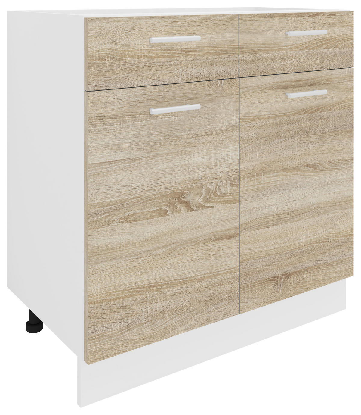 KÜCHENUNTERSCHRANK 80/82/46 cm  in Weiß, Sonoma Eiche  - Alufarben/Weiß, KONVENTIONELL, Holzwerkstoff/Metall (80/82/46cm) - MID.YOU