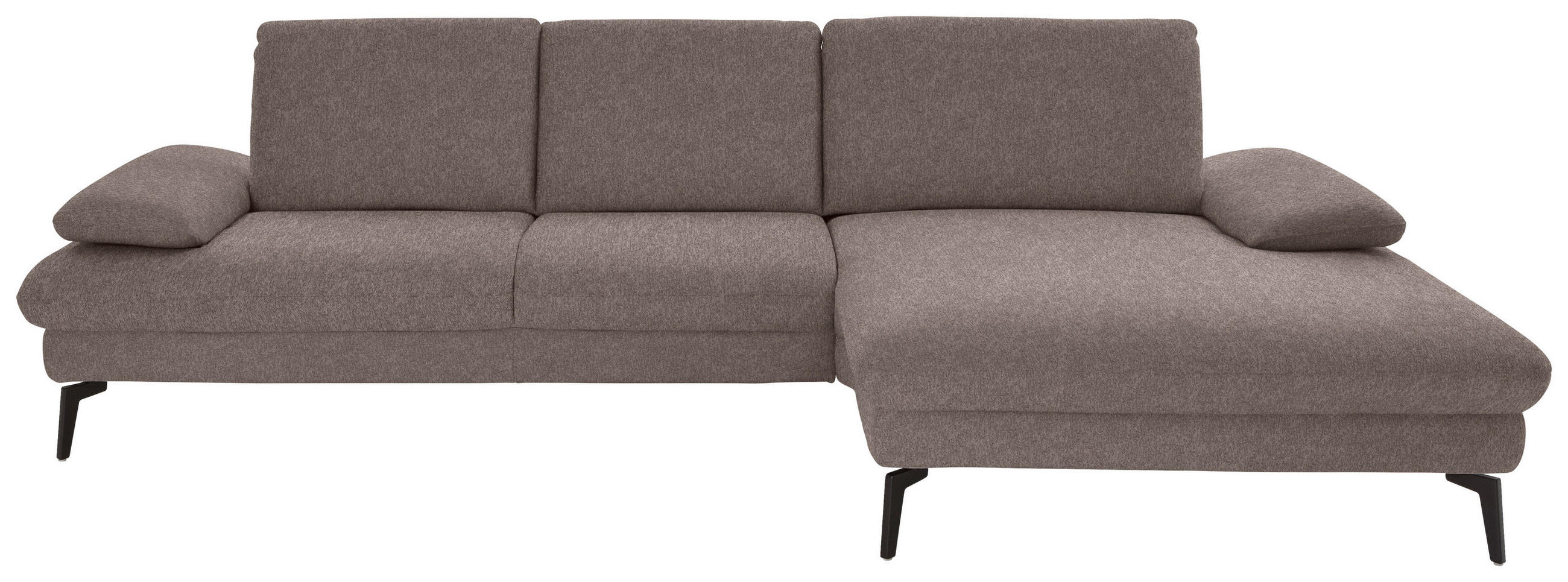 ECKSOFA in Chenille, Mikrofaser Haselnussfarben  - Schwarz/Haselnussfarben, Design, Textil/Metall (299/157cm) - Dieter Knoll