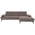 ECKSOFA in Chenille, Mikrofaser Haselnussfarben  299/157 cm  - Schwarz/Haselnussfarben, Design, Textil/Metall (299/157cm) - Dieter Knoll