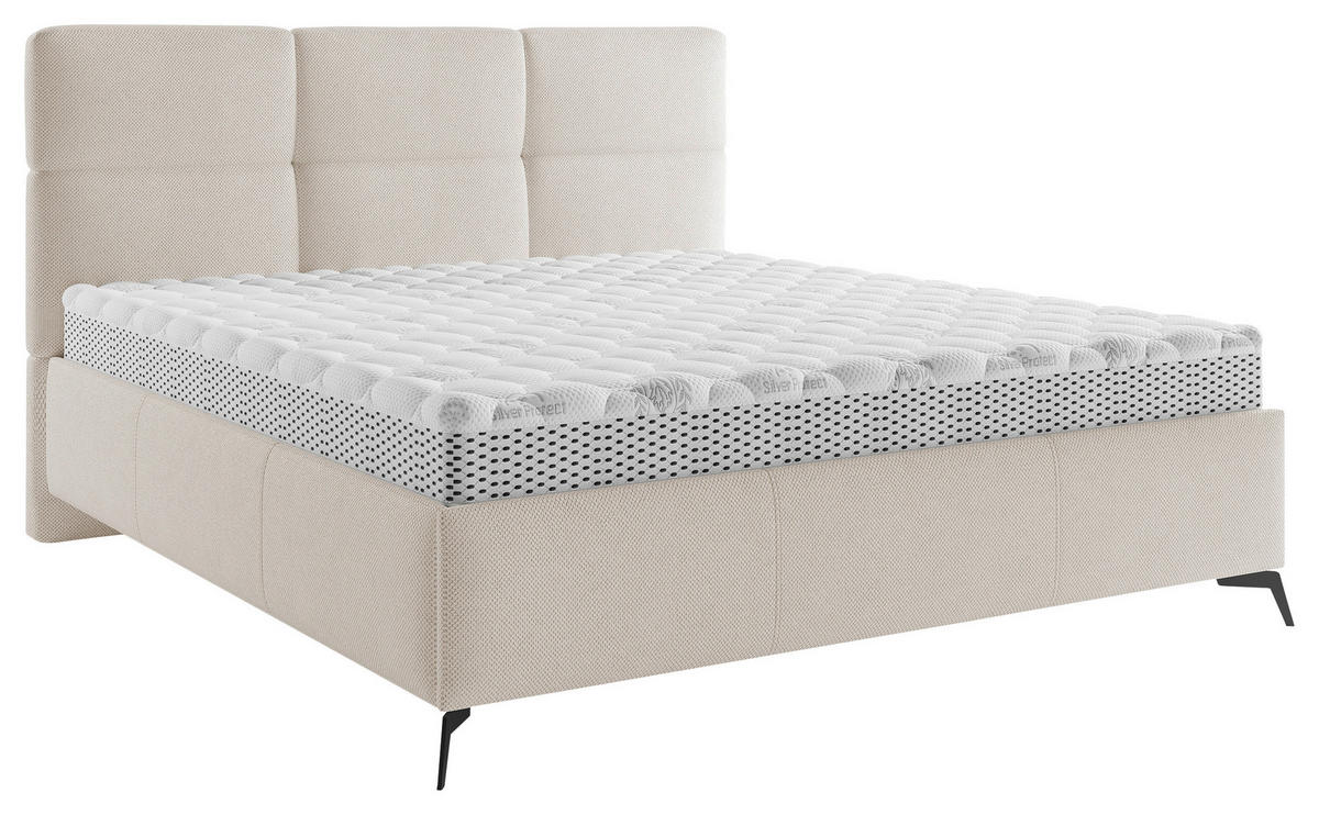 POLSTERBETT 180/200 cm  in Beige  - Beige/Schwarz, Modern, Holz/Textil (180/200cm) - Boxxx