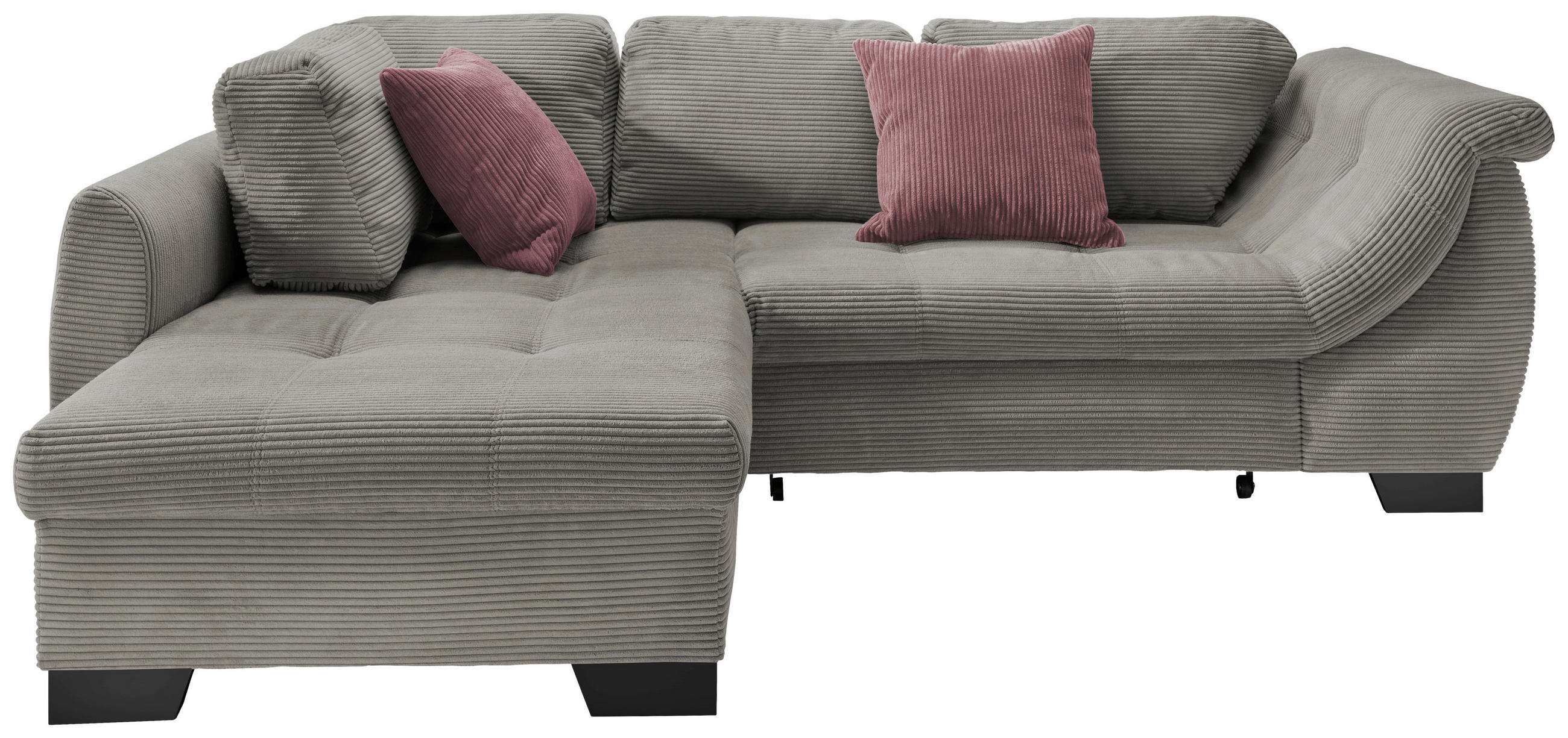 ECKSOFA Cord Graubraun  - Koralle/Graubraun, Design, Holz/Textil (190/250cm) - MID.YOU
