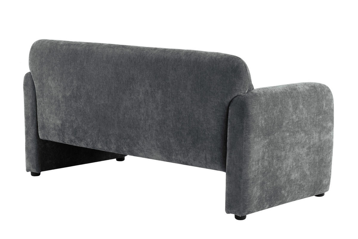 2-SITZER-SOFA MILA Samt Grau  - Schwarz/Grau, Design, Kunststoff/Textil (148/83/76cm) - MID.YOU