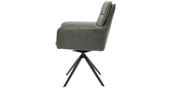 ARMLEHNSTUHL  inklusive Armlehnen, Sitzfläche 180° drehbar, automatische Rückholfunktion Mikrofaser Echtleder  - Anthrazit/Schwarz, Design, Leder/Textil (58/89/67cm) - Xora