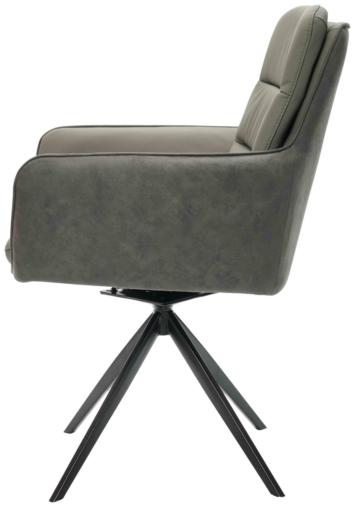 ARMLEHNSTUHL  in Eisen Mikrofaser Echtleder pigmentiert  - Anthrazit/Schwarz, Design, Leder/Textil (58/89/67cm) - Xora