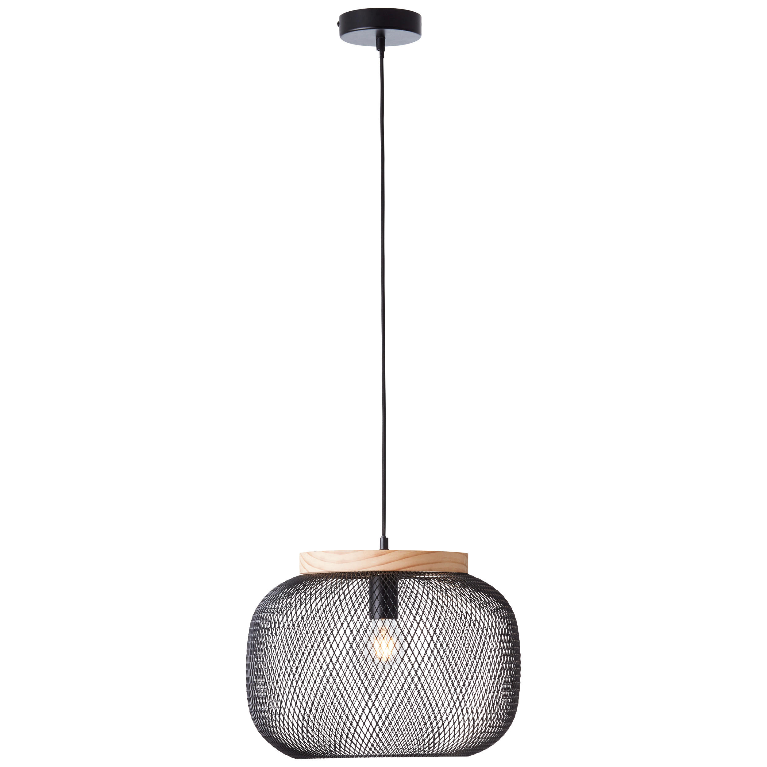 PENDELLEUCHTE 40/110 cm    - Schwarz/Kieferfarben, Basics, Holz/Metall (40/110cm) - Brilliant