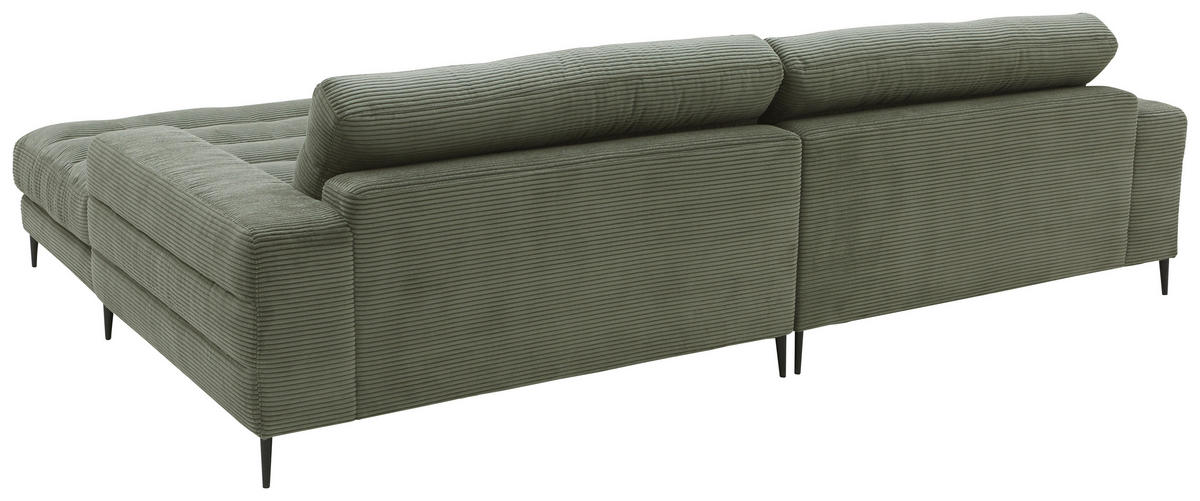 ECKSOFA Graugrün Cord Rücken echt  - Schwarz/Graugrün, Design, Textil/Metall (296/207cm) - Dieter Knoll