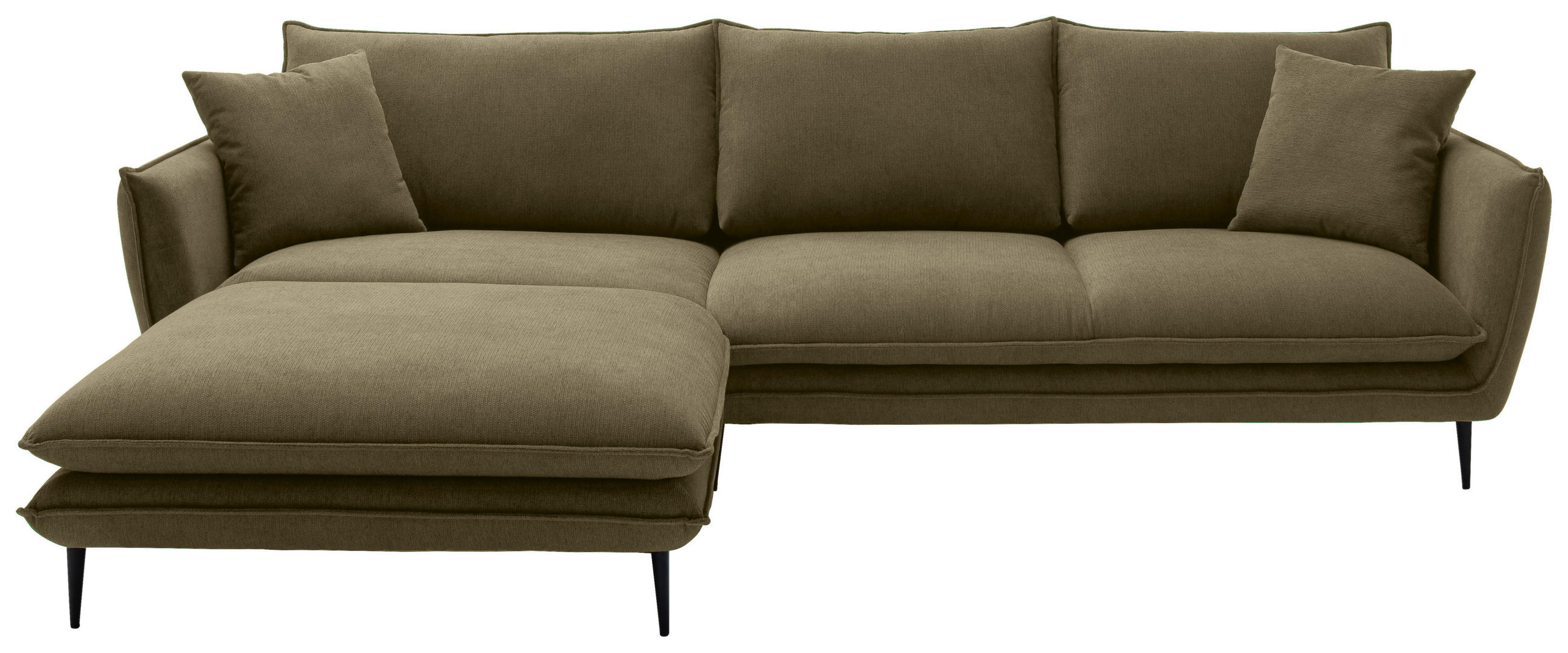 ECKSOFA Grün Webstoff  - Schwarz/Grün, KONVENTIONELL, Textil/Metall (196/304cm) - Hom`in