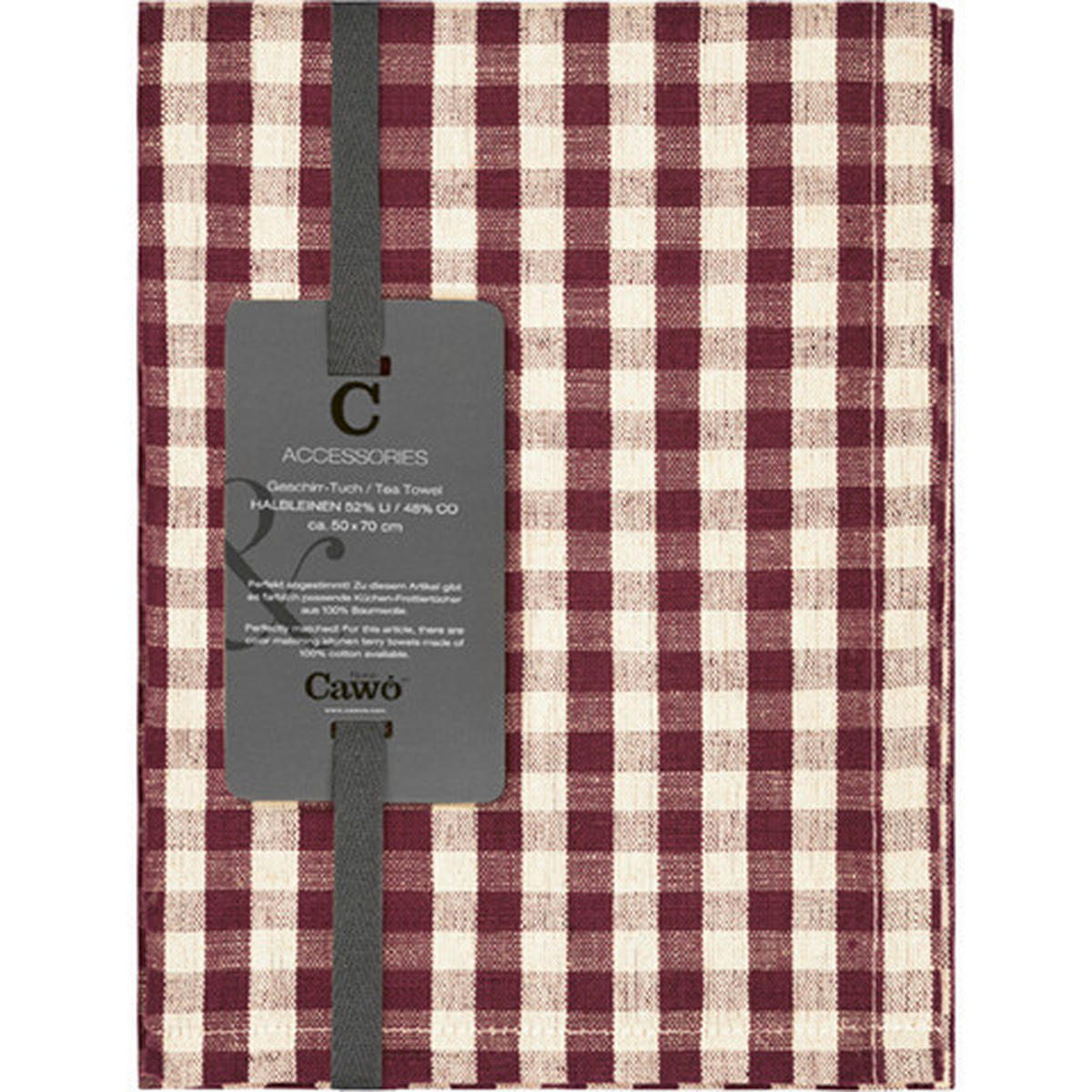 GESCHIRRTUCH Naturfarben, Dunkelrot  - Naturfarben/Dunkelrot, Basics, Textil (50/70cm) - Cawoe