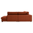 ECKSOFA in Cord Terracotta  - Terracotta/Schwarz, KONVENTIONELL, Kunststoff/Textil (314/250cm) - Carryhome