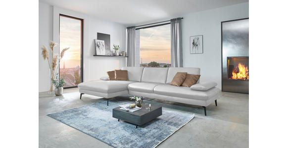 ECKSOFA in Echtleder Weiß 157/325 cm - Schwarz/Weiß, Design, Leder/Metall (157/325cm) - Dieter Knoll