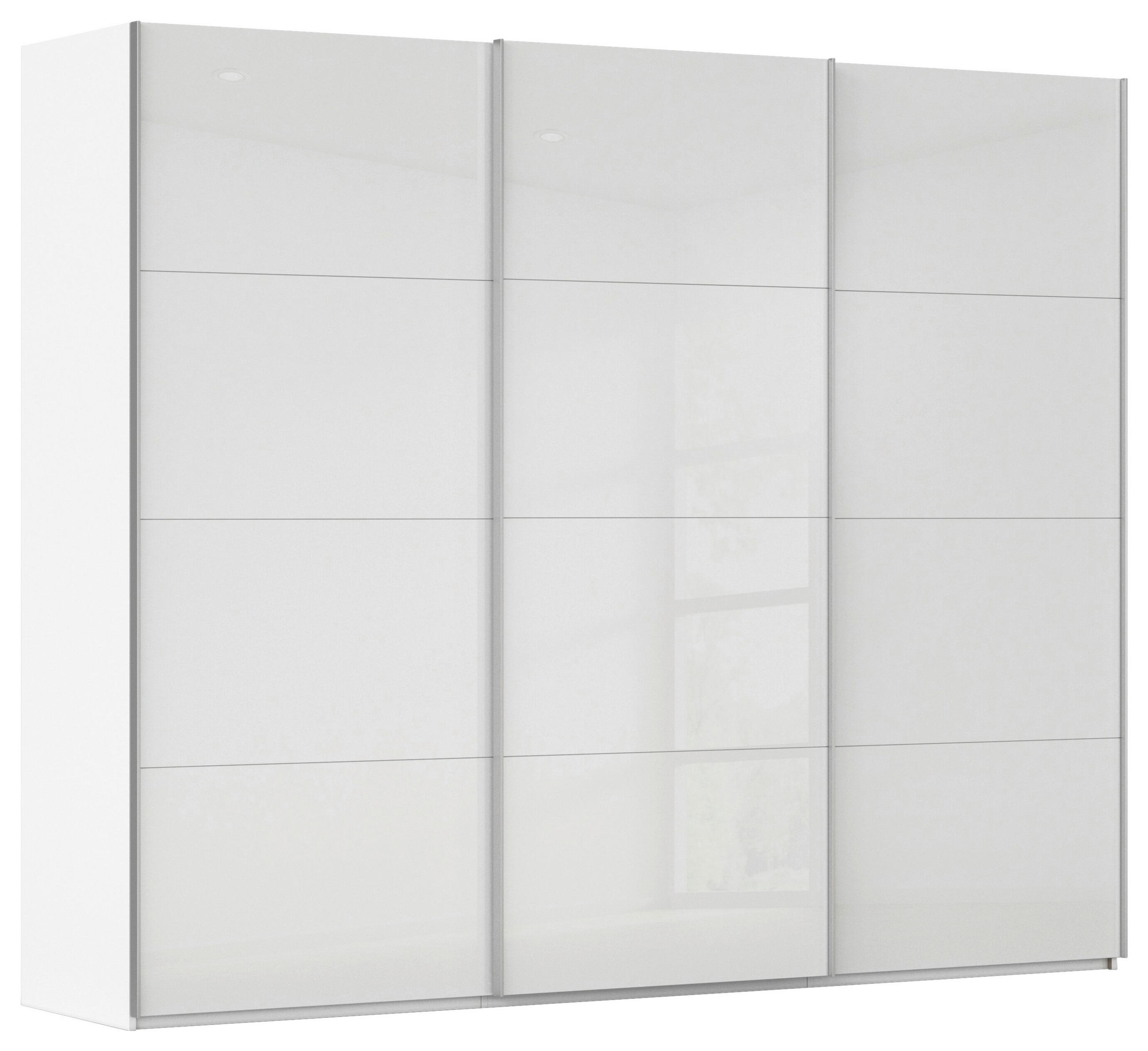 SCHWEBETÜRENSCHRANK 271/236/68 cm 3-türig Weiß, Weiß Hochglanz  - Weiß Hochglanz/Alufarben, Basics, Holzwerkstoff/Metall (271/236/68cm) - Novel