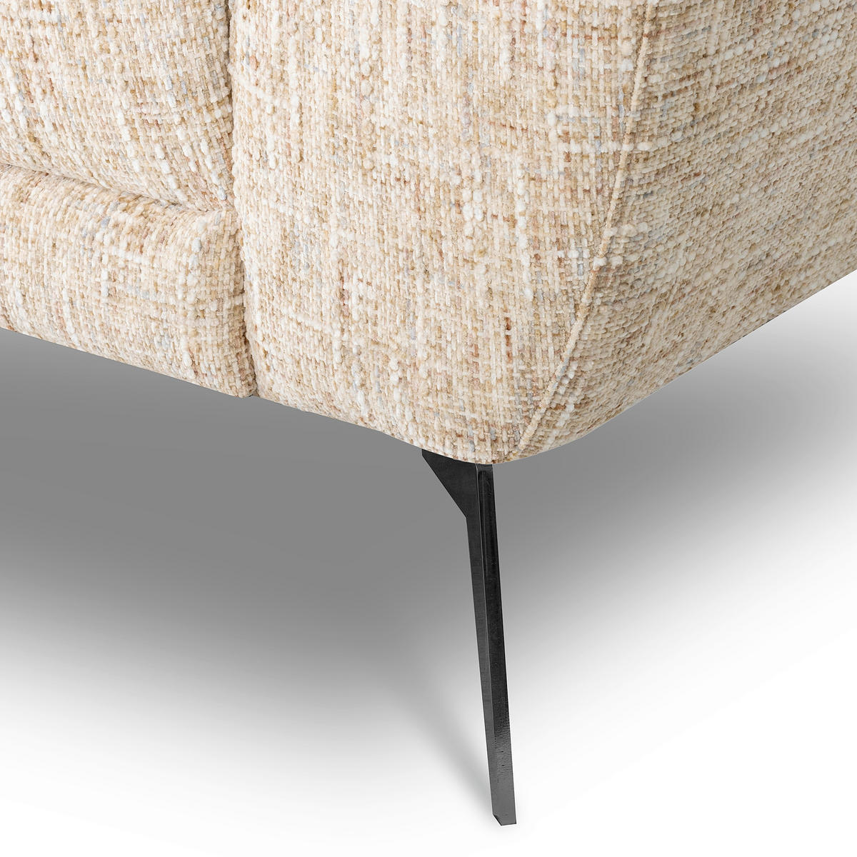 3-SITZER-SOFA SPRING Webstoff Beige  - Beige/Schwarz, Design, Textil/Metall (187/85/92cm) - Livetastic