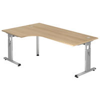 ECKSCHREIBTISCH 200/120/65-85 cm Eichefarben seitenverkehrt montierbar, höhenverstellbar  - Eichefarben/Silberfarben, KONVENTIONELL, Holzwerkstoff/Metall (200/120/65-85cm) - Venda