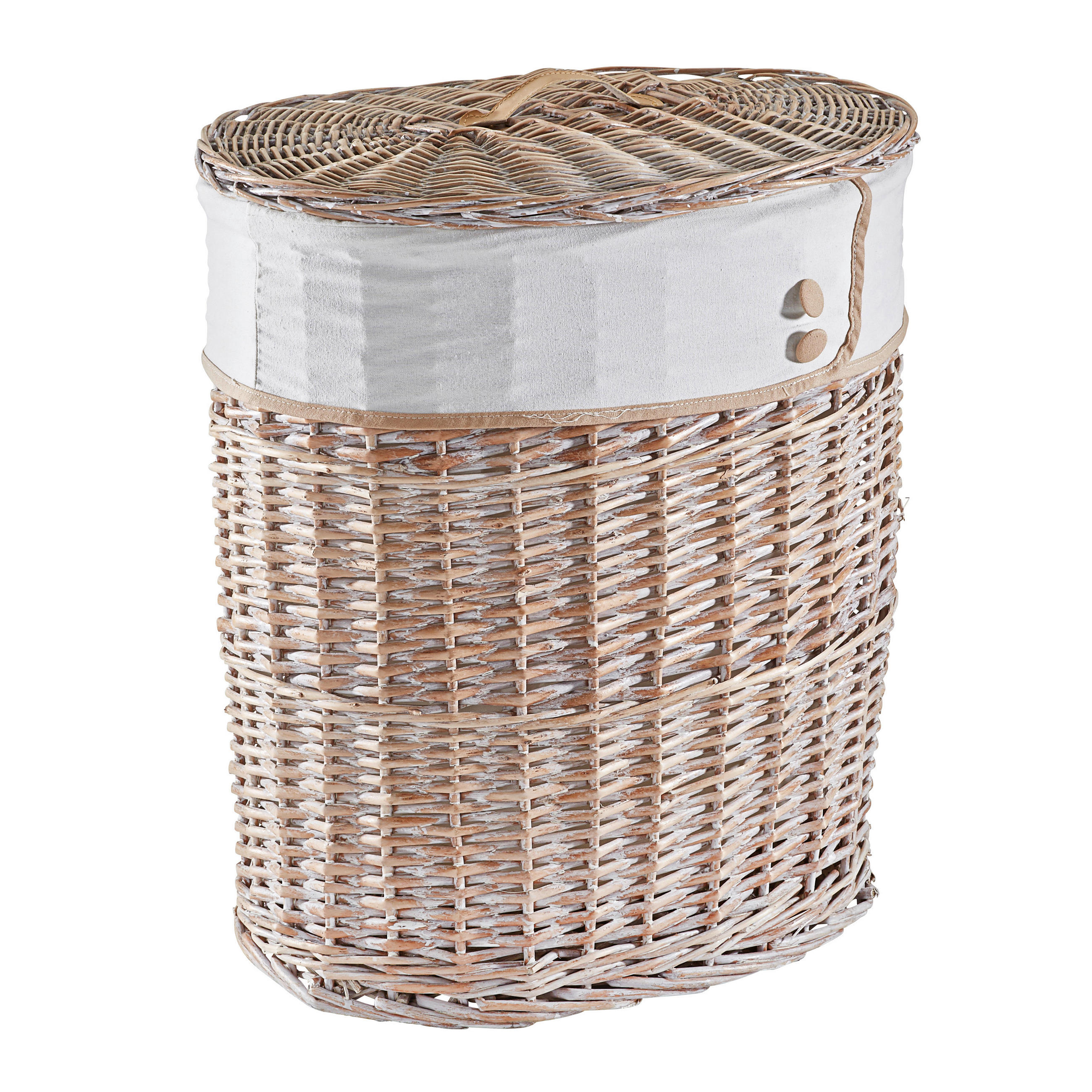 WÄSCHETONNE - Naturfarben/Weiß, LIFESTYLE, Holz/Textil (51/37/56cm) - Landscape