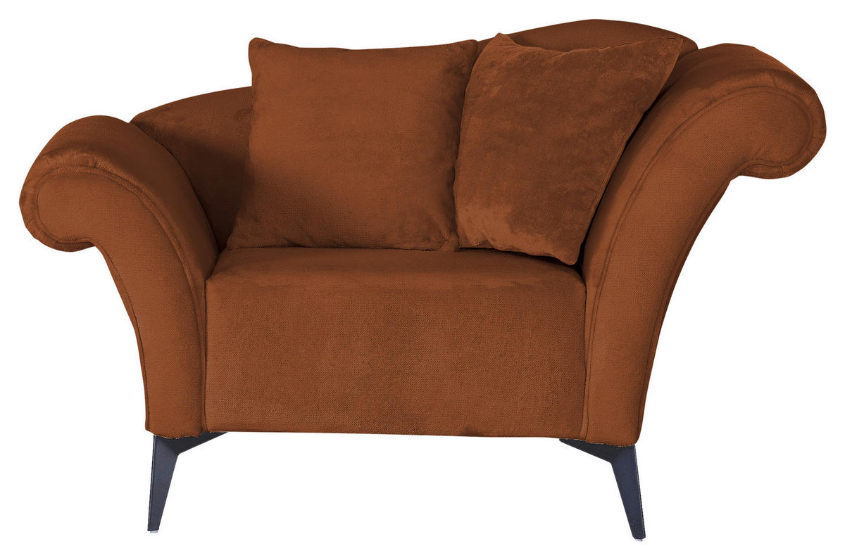SESSEL Chenille Kupferfarben    - Schwarz/Kupferfarben, Design, Textil/Metall (138/83/85cm)