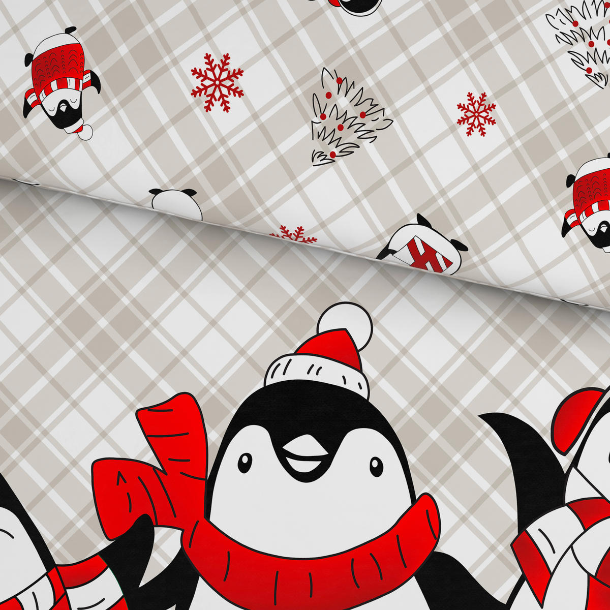 BETTWÄSCHE Flanell 140/200 cm  - Rot/Grau, Textil (140/200cm) - X-Mas