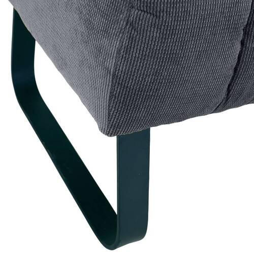SITZBANK 175/87/77 cm  in Anthrazit  - Anthrazit/Schwarz, Design, Textil/Metall (175/87/77cm) - Novel