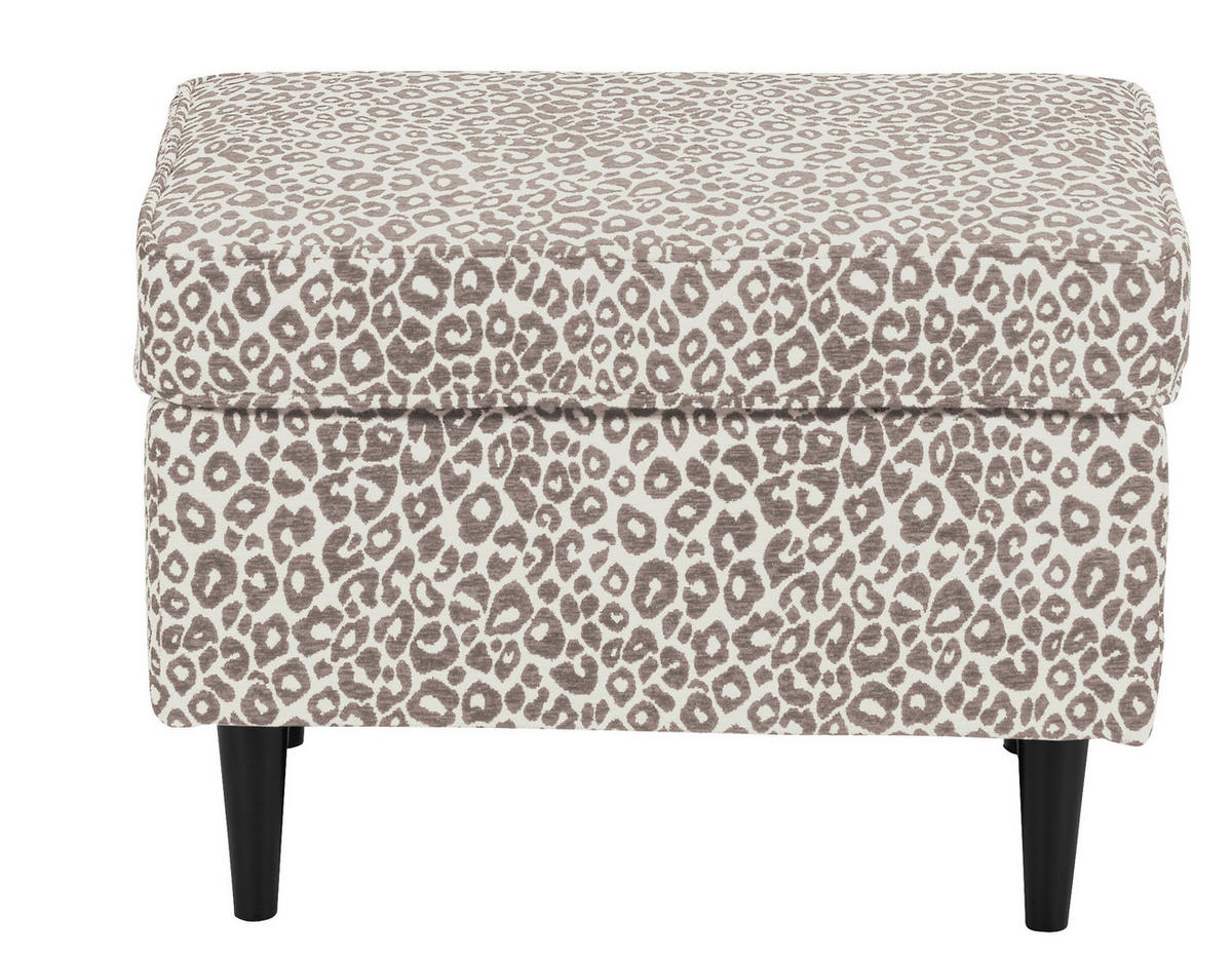 HOCKER LEO Jacquard, Webstoff Beige  - Beige/Schwarz, MODERN, Holz/Textil (63/43/42cm) - MID.YOU