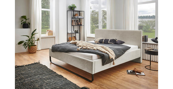 POLSTERBETT 180/200 cm  in Beige  - Beige/Schwarz, Basics, Textil/Metall (180/200cm) - Xora