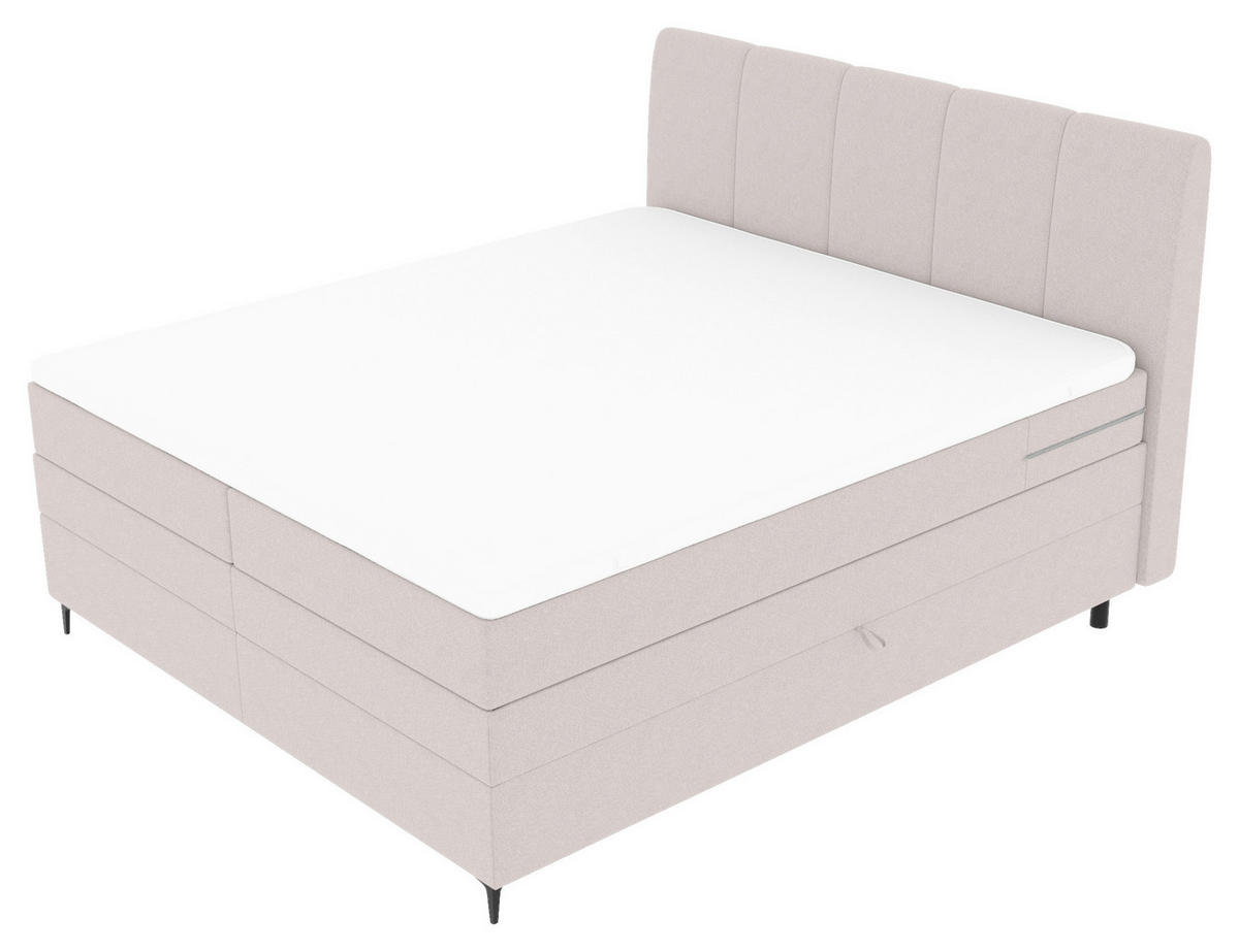BOXSPRINGBETT 180/200 cm  in Greige  - Greige/Schwarz, KONVENTIONELL, Textil/Metall (180/200cm) - Boxxx