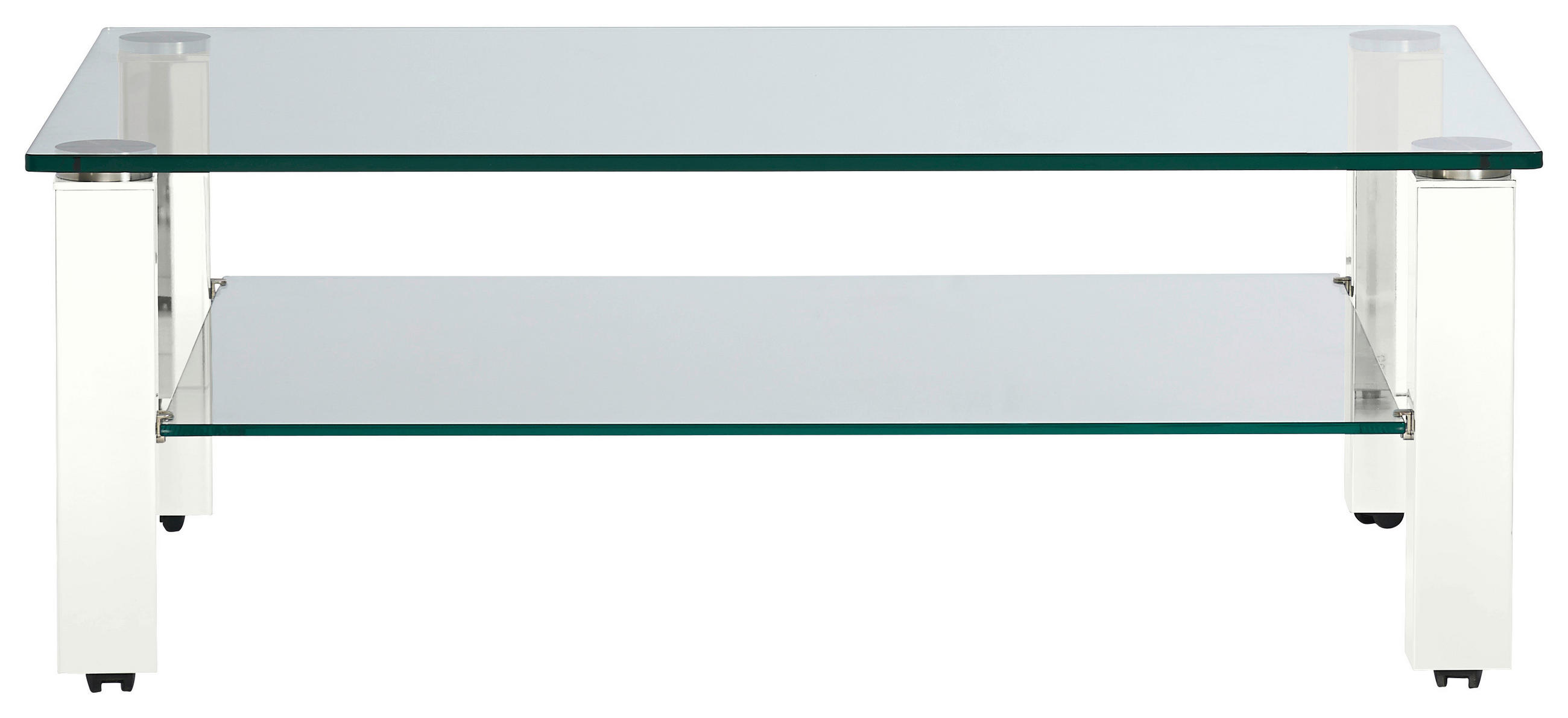 COUCHTISCH in Metall, Glas 110/70/42,5 cm  - Weiss, Design, Glas/Kunststoff (110/70/42,5cm)