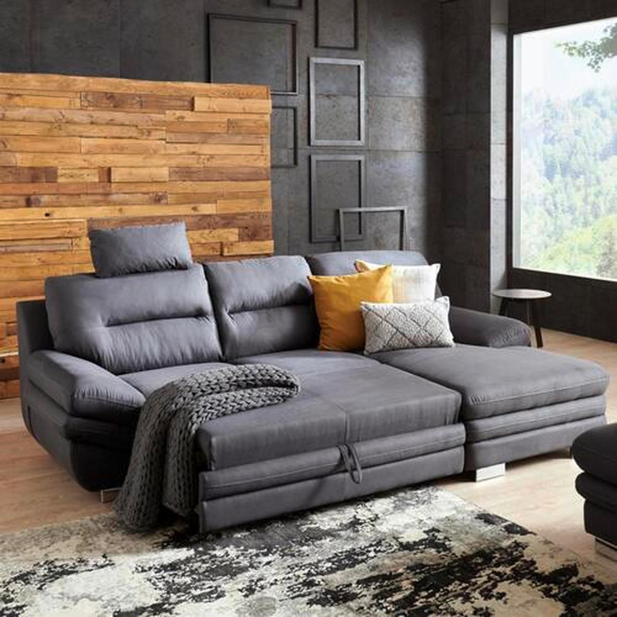 SEDEŽNA GARNITURA, mikrovlakna antracit  - barve kroma/antracit, Design, tekstil (270/166cm) - Stylife