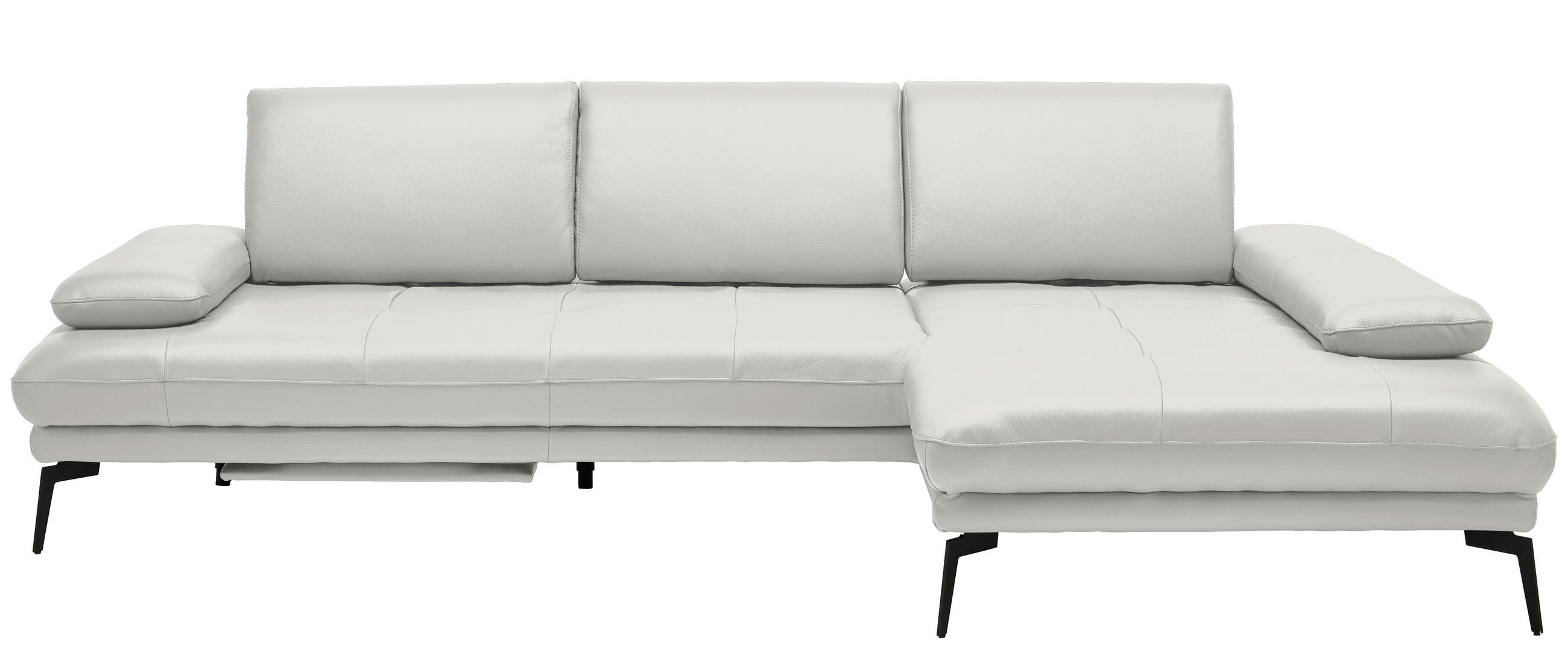 ECKSOFA in Echtleder Creme  - Creme/Schwarz, Design, Leder/Metall (273/187cm) - Celina Home