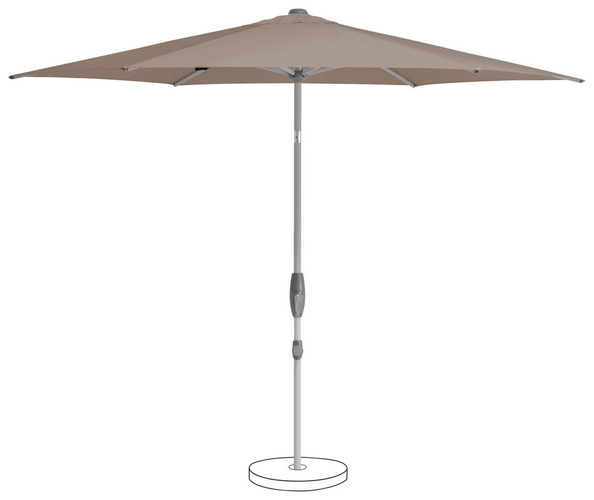 SONNENSCHIRM 330 cm Taupe  - Taupe/Silberfarben, KONVENTIONELL, Textil/Metall (330/330cm) - Suncomfort by Glatz