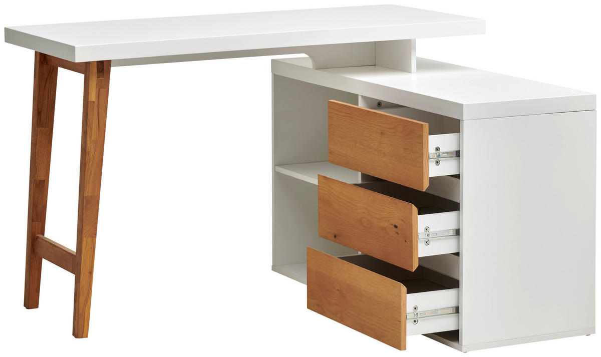 ECKSCHREIBTISCH  in Eichefarben, Weiß  - Eichefarben/Weiß, MODERN, Holz/Holzwerkstoff (120/76/100cm) - MID.YOU