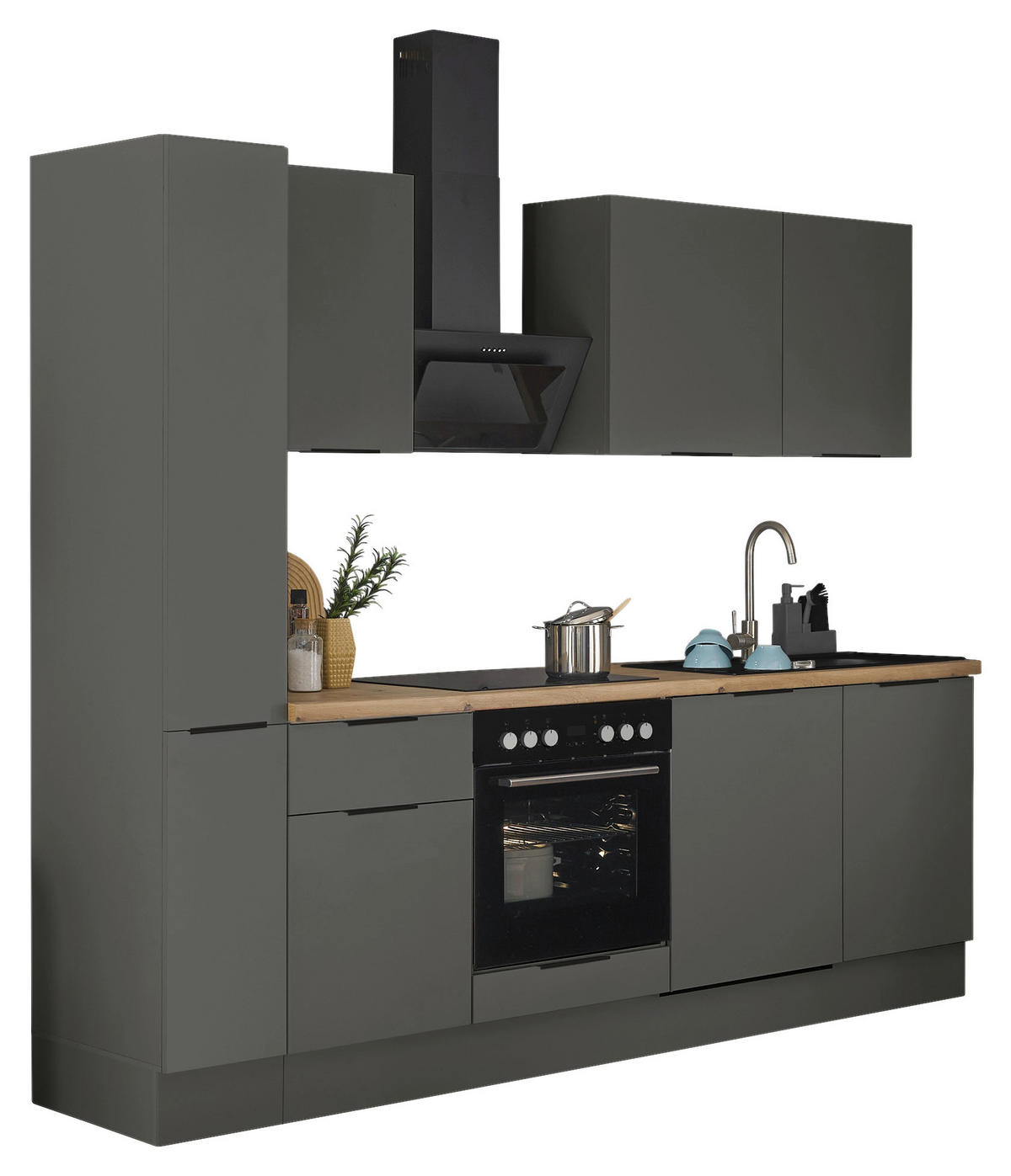 KÜCHENBLOCK   in Graphitfarben  - Schwarz/Graphitfarben, Basics, Holzwerkstoff/Metall (250/211/60cm) - Xora