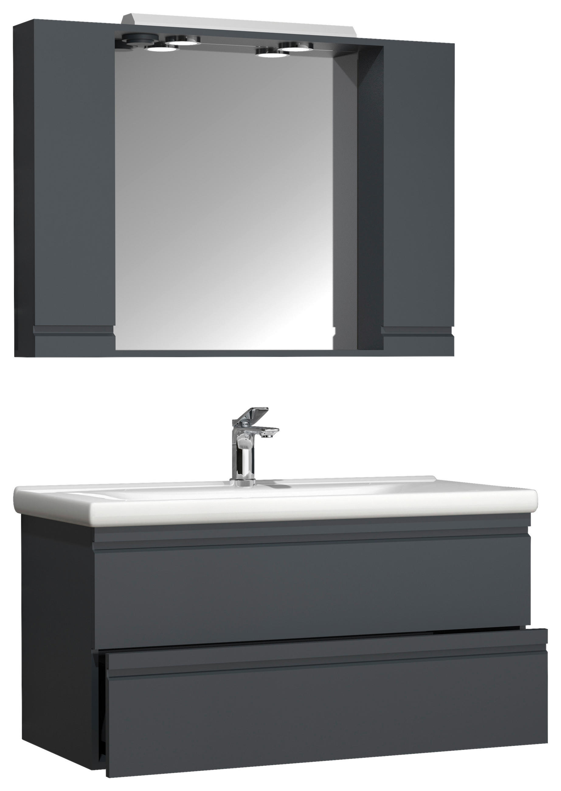 BADEZIMMER 3-teilig  in 100 cm  - Anthrazit/Weiß, MODERN, Glas/Keramik (100cm) - MID.YOU